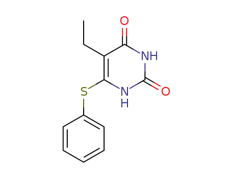 Molecular Structure of 152433-65-3 (2,4(1H,3H)-Pyrimidinedione, 5-ethyl-6-(phenylthio)-)