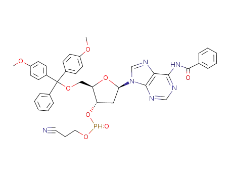 Adenosine,
N-benzoyl-5'-O-[bis(4-methoxyphenyl)phenylmethyl]-2'-deoxy-,
3'-(2-cyanoethyl phosphonate)