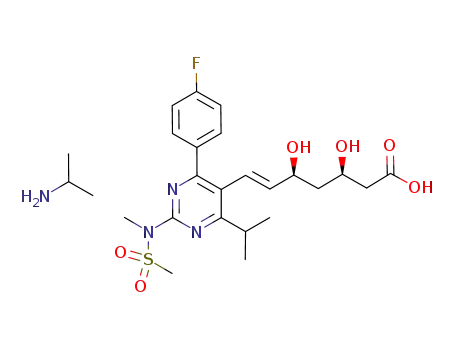 Molecular Structure of 852820-97-4 ((3R,5S,6E)-7-[4-(4-fluorophenyl)-2-(N-methylmethanesulfonamido)-6-(isopropyl)pyrimidine-5-yl]-3,5-dihydroxyhept-6-enoic acid isopropylamine)