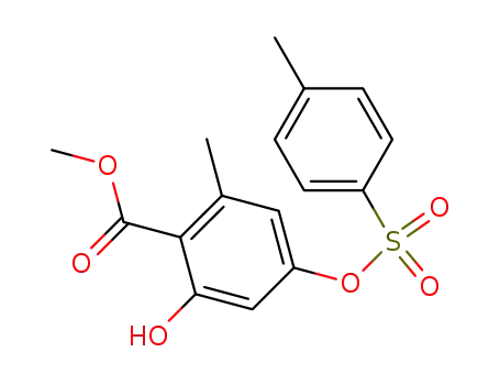 Molecular Structure of 856176-93-7 (2-hydroxy-6-methyl-4-(toluene-4-sulfonyloxy)-benzoic acid methyl ester)