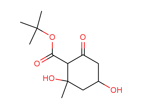 Molecular Structure of 53437-09-5 (2,4-Dihydroxy-2-methyl-6-oxo-cyclohexanecarboxylic acid tert-butyl ester)