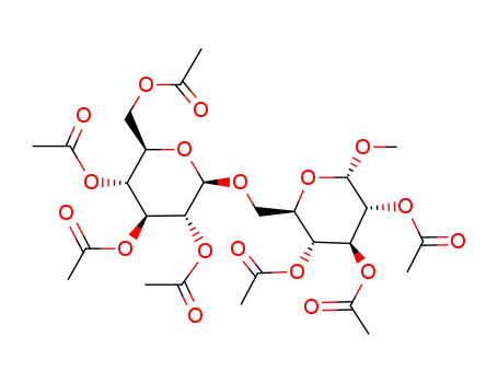 Molecular Structure of 59184-24-6 (methyl O-(2,3,4,6-tetra-O-acetyl-β-D-glucopyranosyl)-(1->6)-2,3,4-tri-O-acetyl-α-D-glucopyranoside)