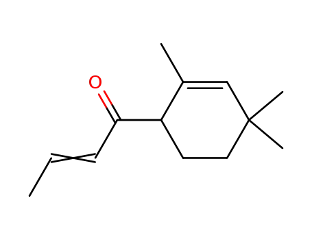 Molecular Structure of 33673-71-1 (1-(2,4,4-trimethyl-2-cyclohexen-1-yl)-2-buten-1-one)