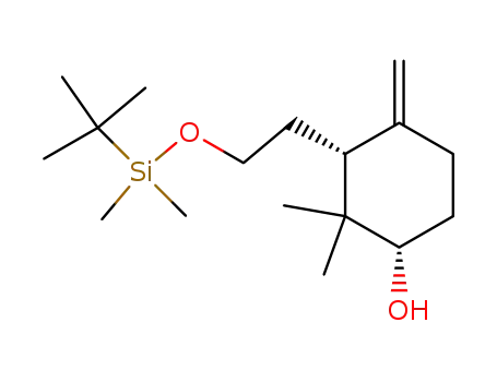 Molecular Structure of 124462-83-5 ((1S,2R)-(-)-3-<2'-(tert-butyldimethylsilyloxy)ethyl>-2,2-dimethyl-4-methylene-1-cyclohexanol)