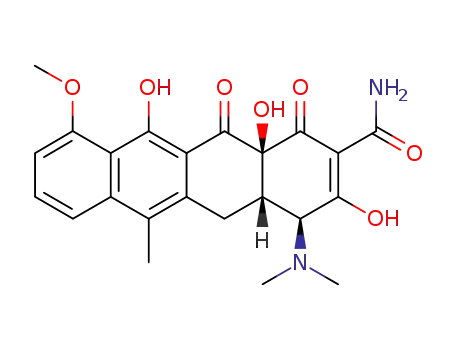 Molecular Structure of 286961-75-9 ((4S,4aS,12aS)-4-Dimethylamino-3,11,12a-trihydroxy-10-methoxy-6-methyl-1,12-dioxo-1,4,4a,5,12,12a-hexahydro-naphthacene-2-carboxylic acid amide)