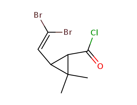 Molecular Structure of 59952-40-8 (Cyclopropanecarbonyl chloride, 3-(2,2-dibromoethenyl)-2,2-dimethyl-)