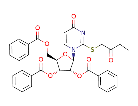Molecular Structure of 155006-17-0 (2-(2-oxobutyl)thio-1-(2,3,5-tri-O-benzoyl-β-D-ribofuranosyl)-4(1H)-pyrimidinone)