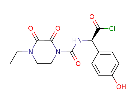 Molecular Structure of 74769-12-3 (D-(-)-2-[(4-ethyl-2,3-dioxo-1-piperazinyl)amido]- 2-(4-hydroxyphenyl)acetic acid chloride)