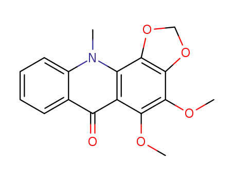 Molecular Structure of 568-01-4 (4,5-dimethoxy-11-methyl-1,3-dioxolo[4,5-c]acridin-6(11H)-one)