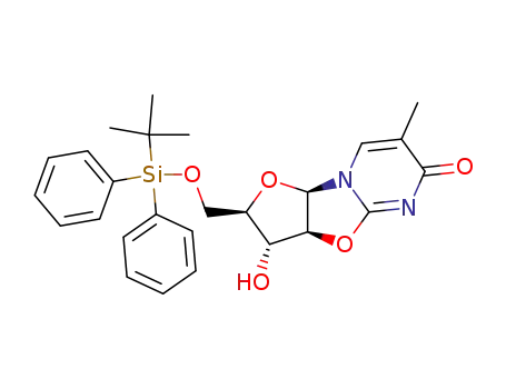 Molecular Structure of 171763-19-2 (5'-O-tert-butyldiphenylsilyl-O<SUP>2</SUP>-2'-anhydro-5-methyluridine)