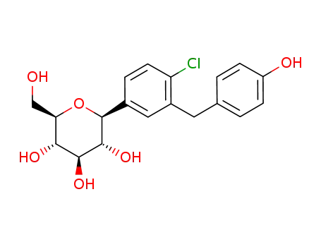 Molecular Structure of 864070-37-1 (((2R,3S,4R,5R,6S)-6-(4-chloro-3-(4-((S)-tetrahydrofuran-3-yloxy)benzyl)phenyl)-3,4,5-trihydroxytetrahydro-2H-pyran-2-yl)Methyl acetate)