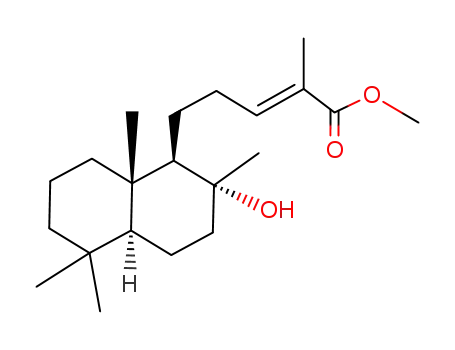 Molecular Structure of 188539-98-2 ((E)-5-((1R,2R,4aS,8aS)-2-Hydroxy-2,5,5,8a-tetramethyl-decahydro-naphthalen-1-yl)-2-methyl-pent-2-enoic acid methyl ester)