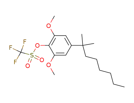 Molecular Structure of 866398-16-5 (trifluoromethanesulfonic acid 4-(1,1-dimethylheptyl)-2,6-dimethoxyphenyl ester)