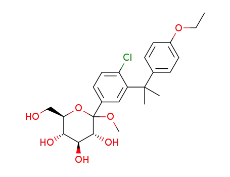1-{4-chloro-3-[(dimethyl)(4-ethyloxyphenyl)methyl]phenyl}-α/β-D-methyl glucopyranoside