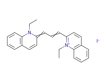 Quinolinium,1-ethyl-2-[3-(1-ethyl-2(1H)-quinolinylidene)-1-propen-1-yl]-, iodide (1:1) cas  605-91-4
