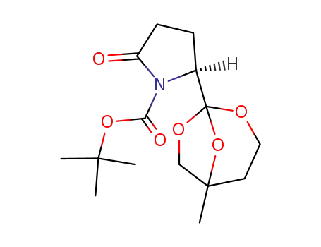 Molecular Structure of 613245-52-6 (1-Pyrrolidinecarboxylic acid,
2-(5-methyl-2,7,8-trioxabicyclo[3.2.1]oct-1-yl)-5-oxo-, 1,1-dimethylethyl
ester, (2S)-)