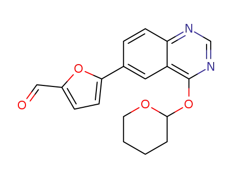 Molecular Structure of 1383531-70-1 (5-[4-(tetrahydro-2H-pyran-2-yloxy)quinazolin-6-yl]furan-2-carbaldheyde)