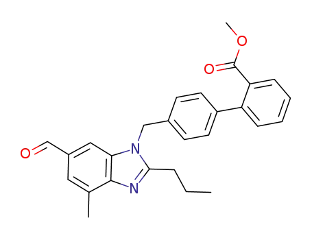 Molecular Structure of 1190092-27-3 (methyl 4'-((6-formyl-4-methyl-2-n-propyl-1H-benzimidazol-1-yl)methyl)biphenyl-2-carboxylate)