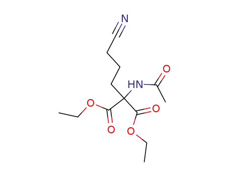 Molecular Structure of 71264-11-4 (diethyl 2-acetamido-2-(3-cyanopropyl)malonate)