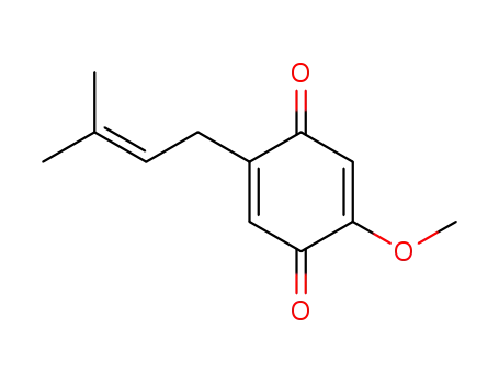 Molecular Structure of 80464-91-1 (2-methoxy-5-(3-methylbut-2-en-1-yl)cyclohexa-2,5-diene-1,4-dione)