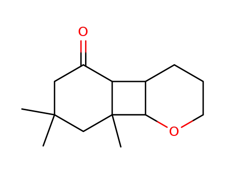 Molecular Structure of 64394-28-1 (octahydro-7,7,8a-trimethyl-2H-benzo[3,4]cyclobuta[1,2-b]pyran-5(8H)-one)