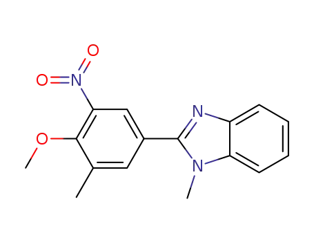 Molecular Structure of 1345840-21-2 (2-(4-methoxy-3-methyl-5-nitrophenyl)-1-methyl-1H-benzimidazole)
