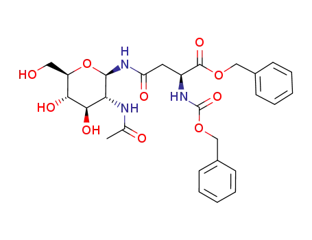 Molecular Structure of 16405-05-3 (2-acetamido-1-N-(1-benzyloxy-N-benzyloxycarbonyl-4-L-aspartyl)-2-deoxy-β-D-glucopyranosylamine)