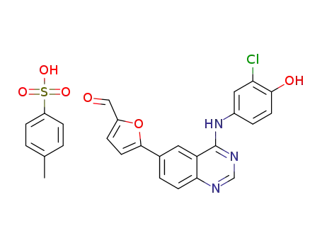 Molecular Structure of 1440511-82-9 (5-(4-(3-chloro-4-hydroxyphenylamino)quinazolin-6-yl)furan-2-carbaldehyde tosylate)