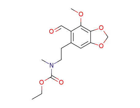 Molecular Structure of 143466-67-5 (Carbamic acid,
[2-(6-formyl-7-methoxy-1,3-benzodioxol-5-yl)ethyl]methyl-, ethyl ester)