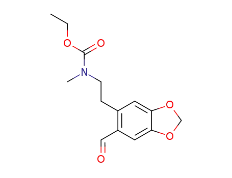 Molecular Structure of 60229-32-5 (Carbamic acid, [2-(6-formyl-1,3-benzodioxol-5-yl)ethyl]methyl-, ethyl
ester)