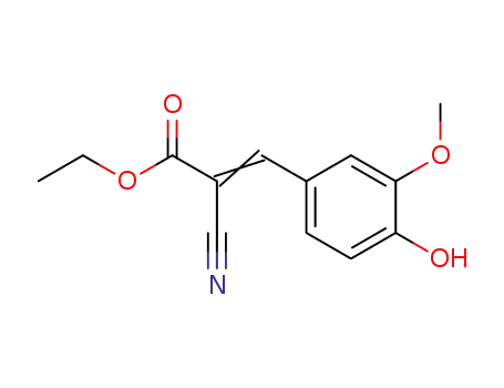Molecular Structure of 13373-29-0 (ethyl 2-cyano-3-(4-hydroxy-3-methoxyphenyl)prop-2-enoate)