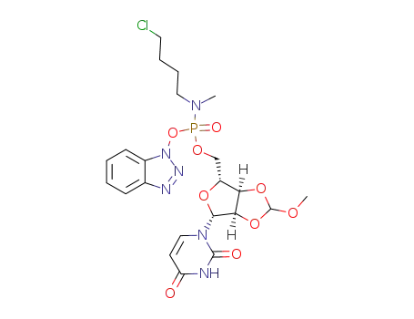 Molecular Structure of 727399-01-1 ((4-Chloro-butyl)-methyl-phosphoramidic acid benzotriazol-1-yl ester (3aR,4R,6R,6aR)-6-(2,4-dioxo-3,4-dihydro-2H-pyrimidin-1-yl)-2-methoxy-tetrahydro-furo[3,4-d][1,3]dioxol-4-ylmethyl ester)