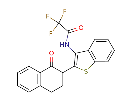 Molecular Structure of 138900-96-6 (2,2,2-Trifluoro-N-[2-(1-oxo-1,2,3,4-tetrahydro-naphthalen-2-yl)-benzo[b]thiophen-3-yl]-acetamide)