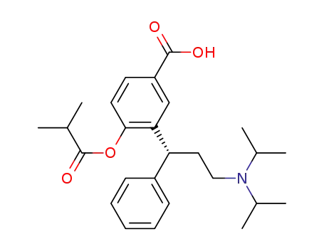 Molecular Structure of 1391913-28-2 ((R)-3-(N,N'-diisopropylamino-1-phenyl-propyl)-4-isobutyryloxy-benzoic acid)