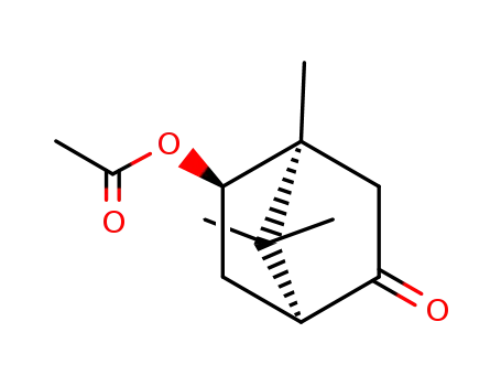 Molecular Structure of 10293-01-3 (Bicyclo[2.2.1]heptan-2-one, 5-(acetyloxy)-4,7,7-trimethyl-, (1S,4S,5R)-)