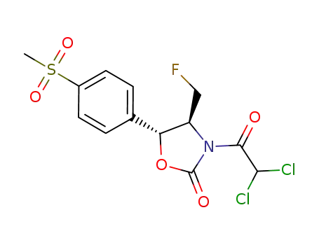 Molecular Structure of 1106981-83-2 (3-(dichloroacetyl)-4(S)-(fluoromethyl)-5(R)-[4-(methylsulfonyl)phenyl]-2-oxazolidinone)