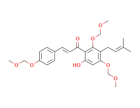 Molecular Structure of 199393-58-3 (2′,4,4′-trimethoxymethoxy-6′-hydroxy-3′-prenylchalcone)