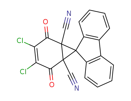 Molecular Structure of 124312-35-2 (3',4'-dichloro-1',6'-dicyanospiro<fluorene-9,7'-<3'>norcarene>-2',5'-dione)