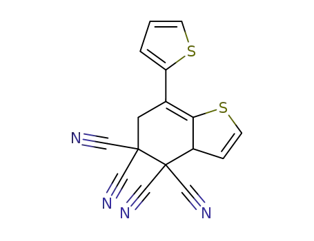 Molecular Structure of 132609-51-9 (7-Thiophen-2-yl-3a,6-dihydro-benzo[b]thiophene-4,4,5,5-tetracarbonitrile)