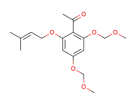 Molecular Structure of 160624-22-6 (1-{2,4-bis(methoxymethoxy)-6-[(3-methylbut-2-en-1-yl)oxy]phenyl}ethanone)