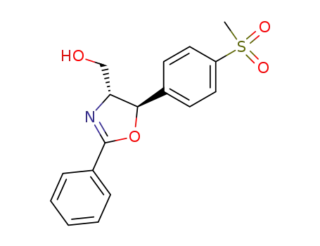 Molecular Structure of 96795-00-5 ((4R,5R)-4,5-Dihydro-5-[4-(methylsulfonyl)phenyl]-2-phenyl-4-oxazolemethanol)