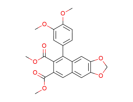 Molecular Structure of 66130-46-9 (dimethyl 6,7-methylenedioxy-(3',4'-dimethoxyphenyl)naphthalene-2,3-dicarboxylate)