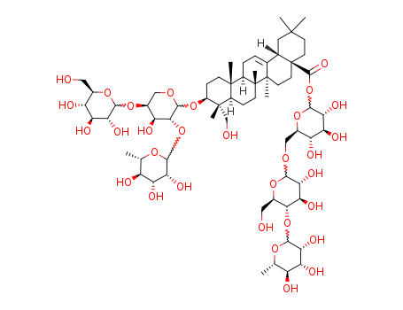 3-O-D-glucopyranosyl( 1→4)- [ L-rhamnopyranosyl(1→2)]-L-arabinopyranosyl 23-hydroxyl lup-20(29)-en-28-oic acid – 28-O-rhamnopyranosyl(1→4)glucopyranosyl(1→6)glucopyranoside