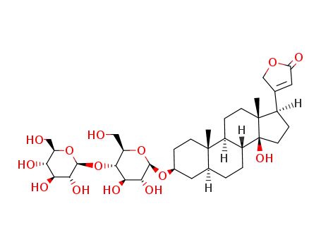 Molecular Structure of 41628-29-9 (Card-20(22)-enolide,3-[(4-O-&acirc;-Dglucopyranosyl- &acirc;-D-glucopyranosyl)oxy]-14- hydroxy-,(3&acirc;,5R)- )