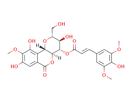 Molecular Structure of 1359001-20-9 (4-O-[(E)-4-hydroxy-3,5-dimethoxycinnamoyl]bergenin)