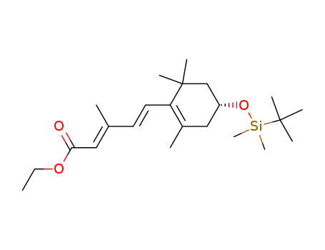 Molecular Structure of 395089-69-7 (ethyl (2E,4E)-5-[(4R)-4-tert-butyldimethylsilyloxy-2,6,6-trimethylcyclohexyl-1-enyl]-3-methylpenta-2,4-dienoate)