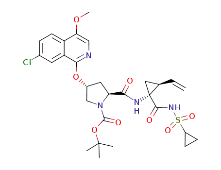 (2S,4R)-tert-butyl 4-((7-chloro-4-methoxyisoquinolin-1-yl)oxy)-2-(((1R,2S)-1-((cyclopropylsulfonyl)-carbamoyl)-2-vinylcyclopropyl)carbamoyl)pyrrolidine-1-carboxylate
