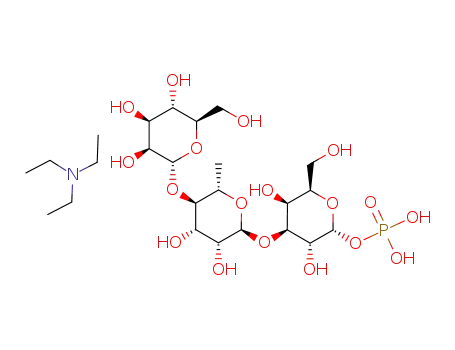 Molecular Structure of 76819-31-3 (3-O-(4-O-α-D-mannopyranosyl-α-L-rhamnopyranosyl)-α-D-galactopyranosyl phosphate triethylammonium salt)