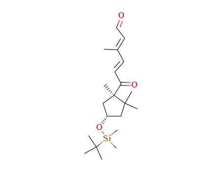 Molecular Structure of 1027513-29-6 ((2E,4E)-6-[(1R,4S)-4-(tert-Butyl-dimethyl-silanyloxy)-1,2,2-trimethyl-cyclopentyl]-3-methyl-6-oxo-hexa-2,4-dienal)