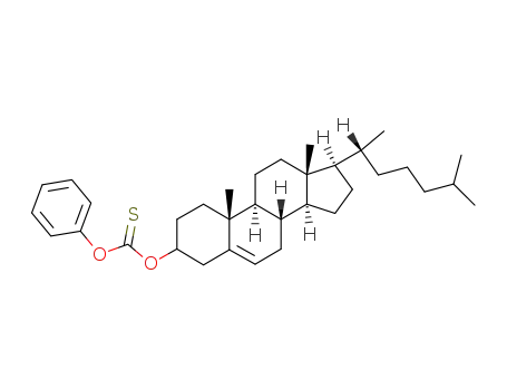 Molecular Structure of 85335-71-3 (Thiocarbonic acid O-[(8S,9S,10R,13R,14S,17R)-17-((R)-1,5-dimethyl-hexyl)-10,13-dimethyl-2,3,4,7,8,9,10,11,12,13,14,15,16,17-tetradecahydro-1H-cyclopenta[a]phenanthren-3-yl] ester O-phenyl ester)